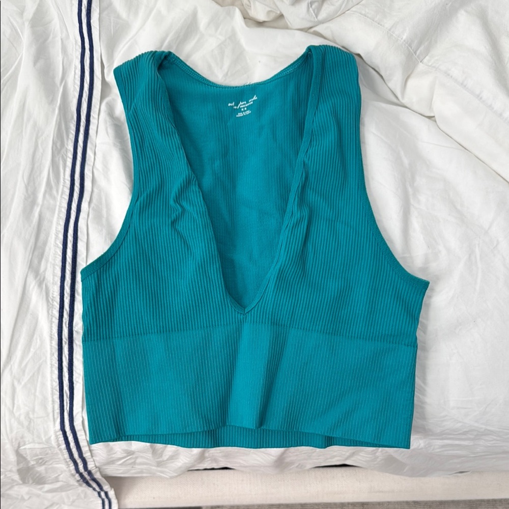 Urban Outfitters Teal Knit V-Neck Top